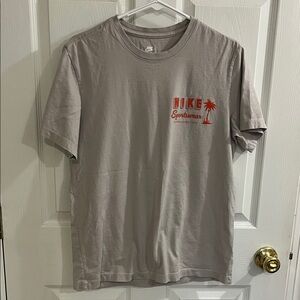 Nike Men's Light Gray Tee with Red Logo